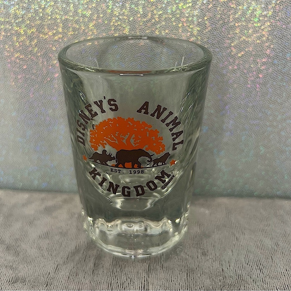 Disney animal kingdom parks shot glass safari clear orange merch collector